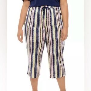 New Directions 2X Striped Capri Pajama Pants NWT Cotton Rayon Lounge